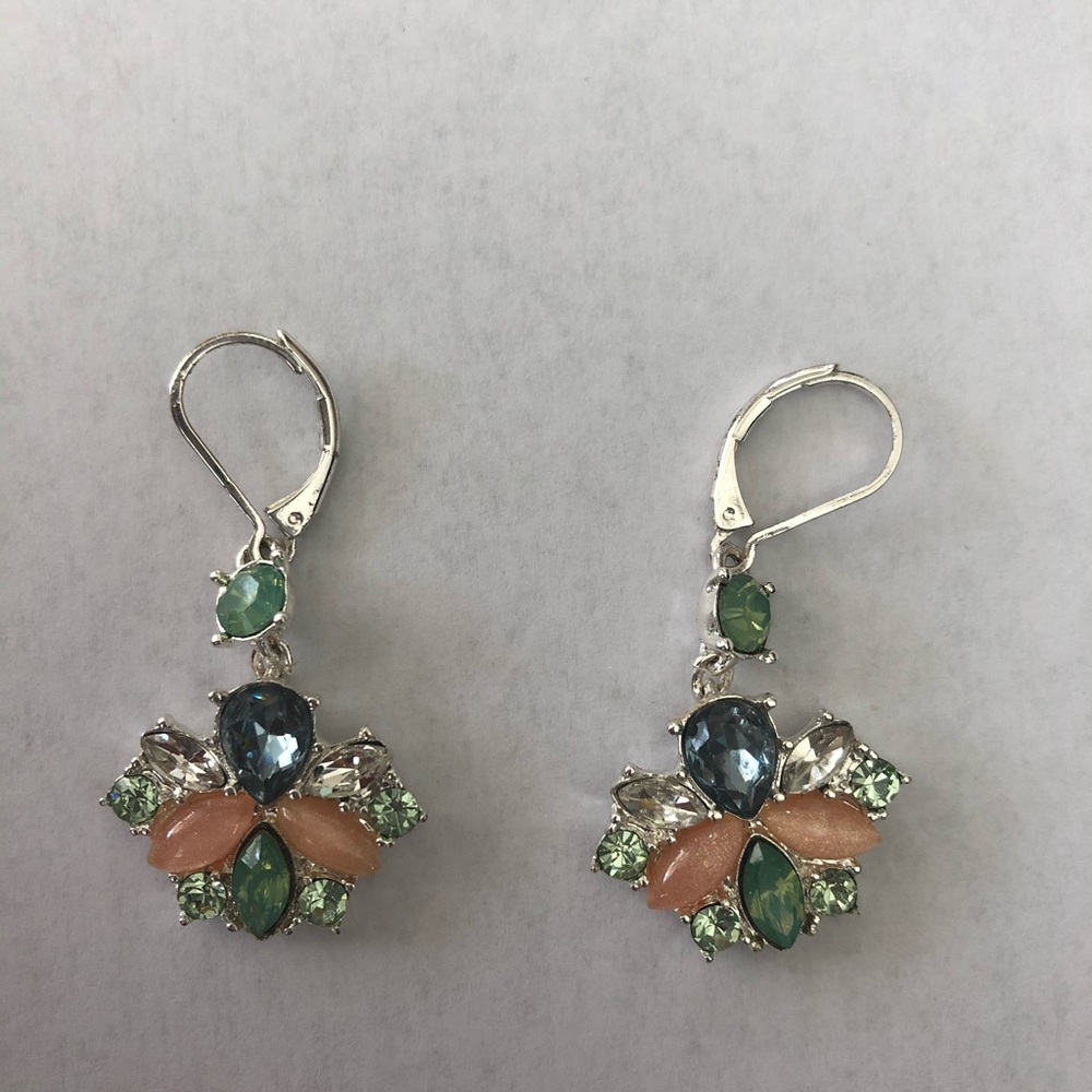 Silver Cluster Drop Earrings